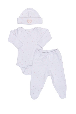 Kit Body Manga Longa, Calça com Pé e Touca 3pçs