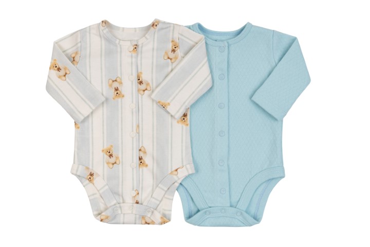 Kit Body Manga Longa Botão 2pçs