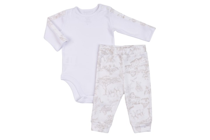 Kit Body Botão Ombro Manga Longa e Calça sem Pé 2pçs