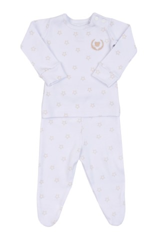 Pijama Bebê Blusa Botão Ombro e Calça 2pçs